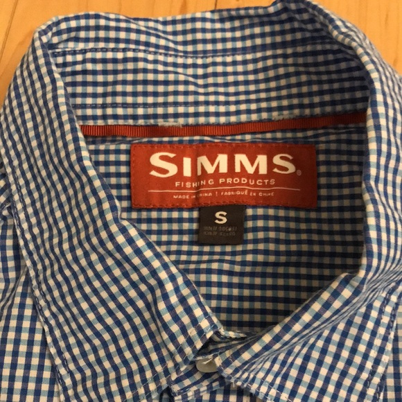 SIMMS blue plaid mens fishing shirt Sz M long sleeve Excellent! - Picture 1 of 9